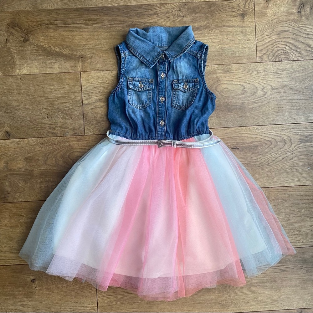 Girls denim and tulle dress